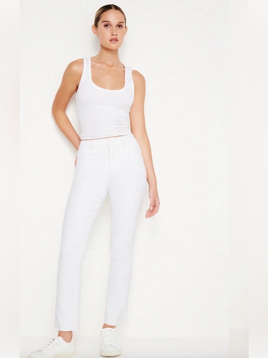 Good American Denim - NWT Good American Good Legs Straight- Mid-Rise- Raw Hem- 27- White- MSRP $99
